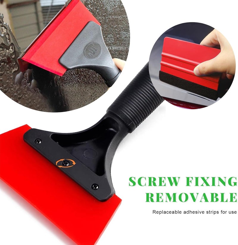 Yourkar 4 PCS Window Tint Kit Tools, Professional Vinyl Wrap Kit with Plastic Squeegee & Felt Squeegee, Universal Privacy Film Installation Tint Tools for Vehicle Glass Home (Red) - Image 3